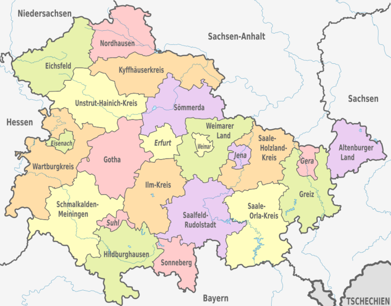 Datei:Thuringia, administrative divisions - de - colored.svg