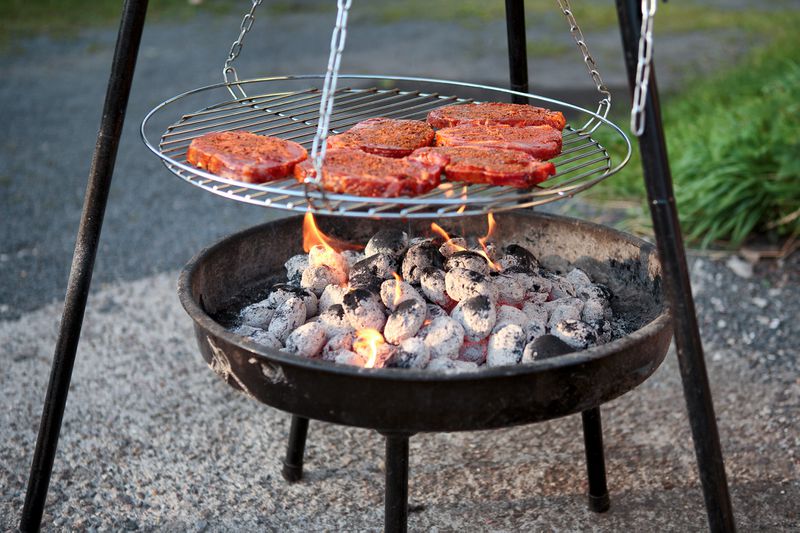 Datei:Schweinefleisch auf Schwenkgrill.jpg