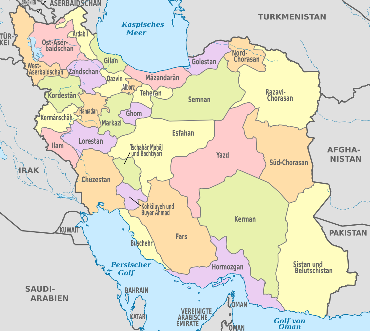 Datei:Iran, administrative divisions - de - colored.svg