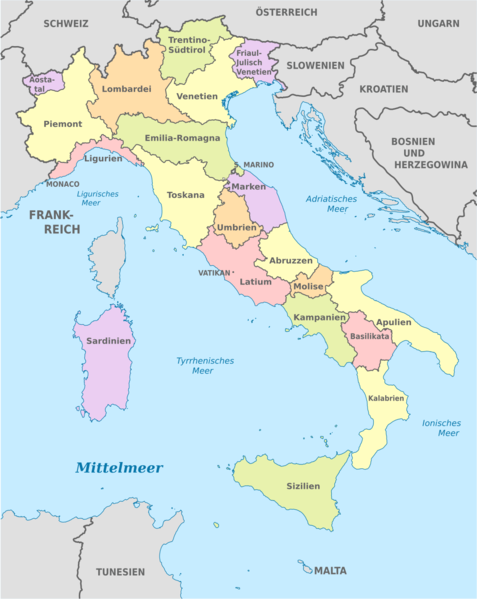 Datei:Italy, administrative divisions - de - colored.svg