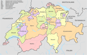 Switzerland, administrative divisions - de - colored.svg