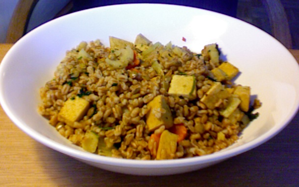 Dinkel-Gemüsepfanne mit Tofu – Koch-Wiki