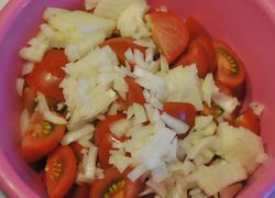 Zwiebeln und Tomaten