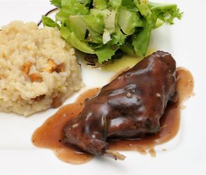 Wildkaninchen mit Risotto