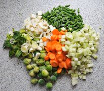 Das in Würfel geschnittene Gemüse…