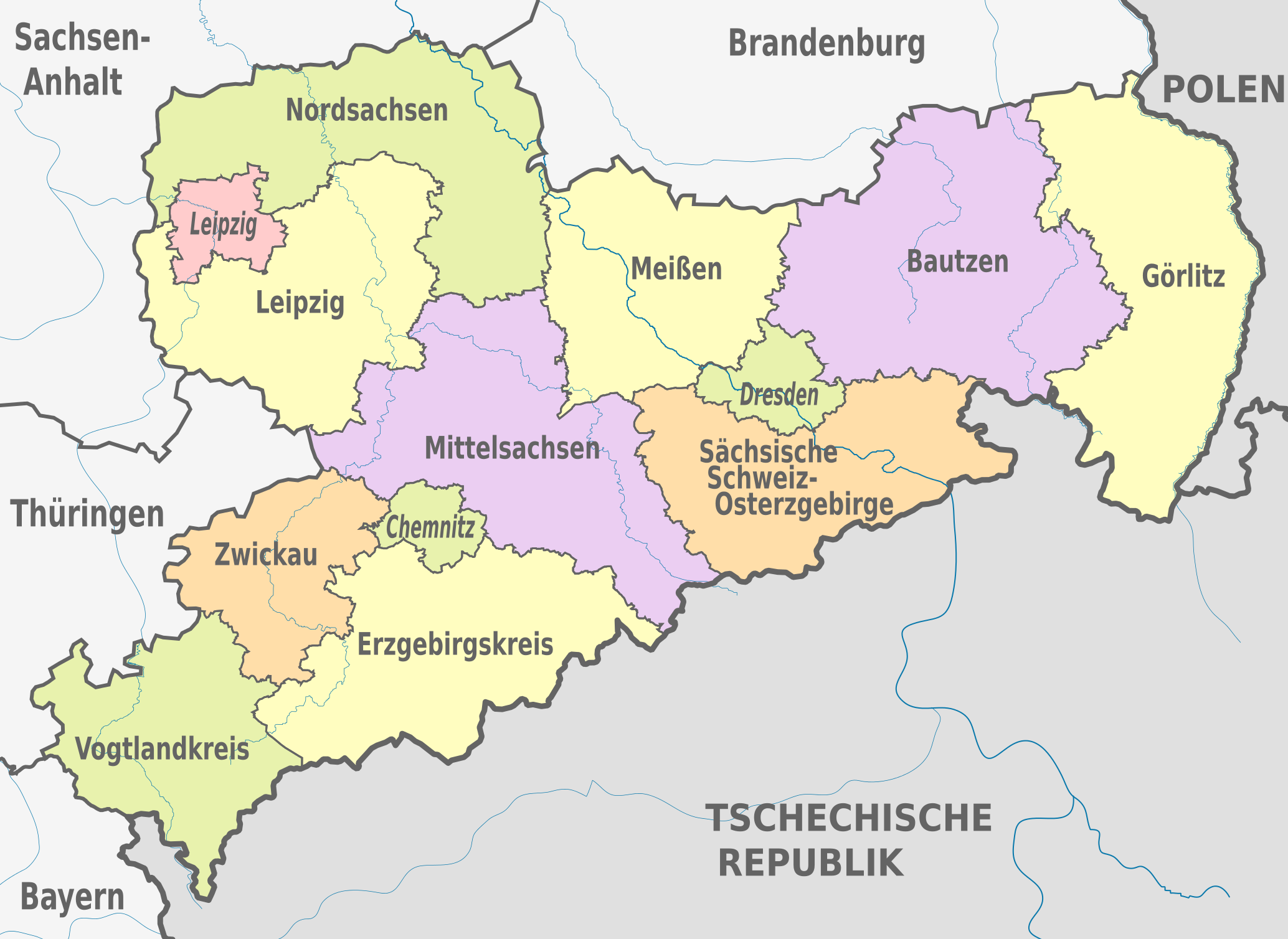 Datei:Saxony, administrative divisions - de - colored.svg
