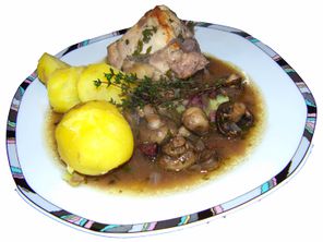 Huhn in Rotwein