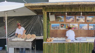 Verkaufsstand von Bolo de caco in Funchal