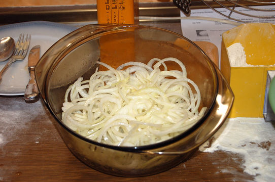 Pizza mit Hackfleischsauce, Zwiebeln, Pilzen und Tomaten – Koch-Wiki