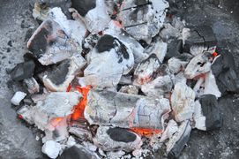 Die Holzkohle hat ihre Temperatur erreicht und kann nun das Grillgut garen